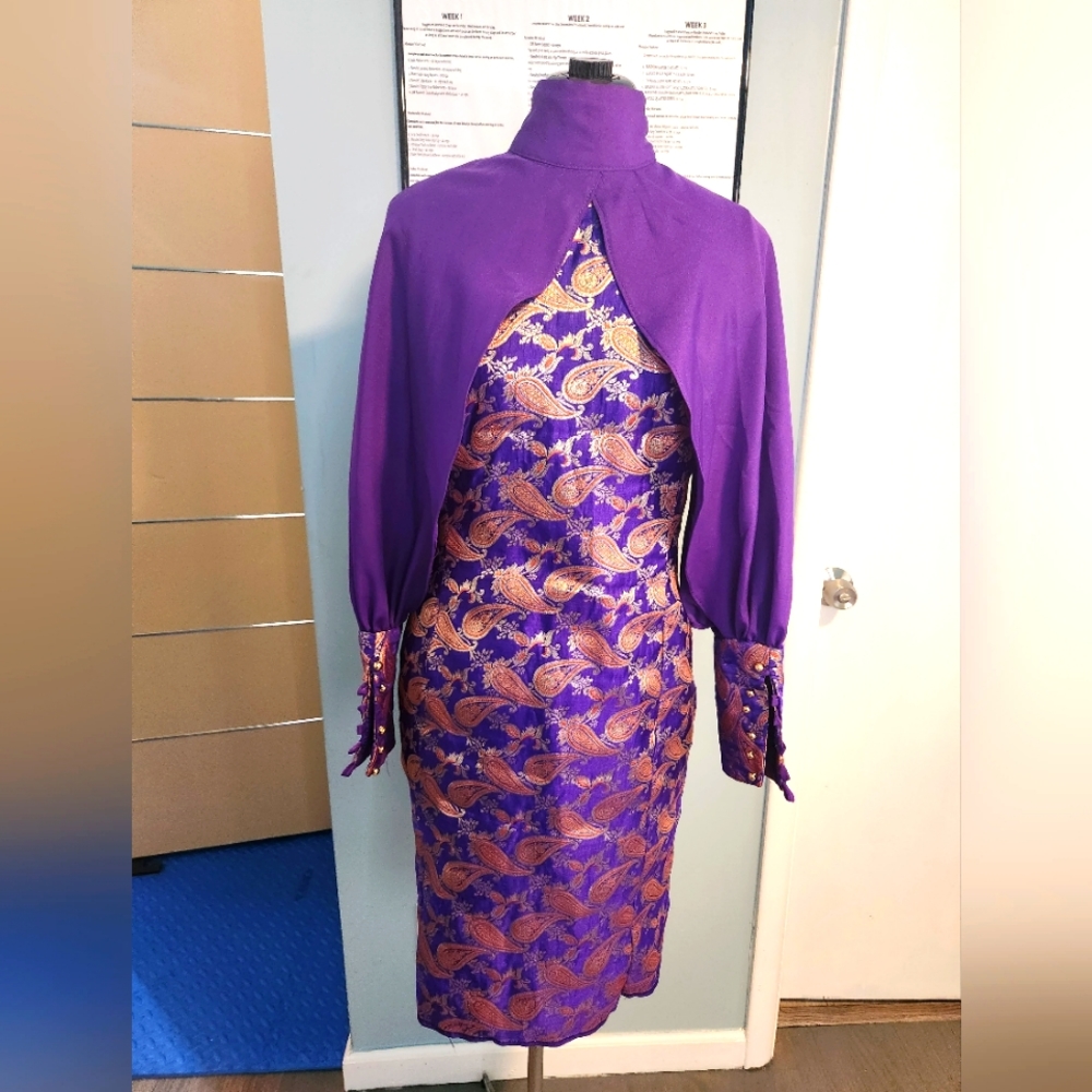 Purple gold and orange Broque Dress